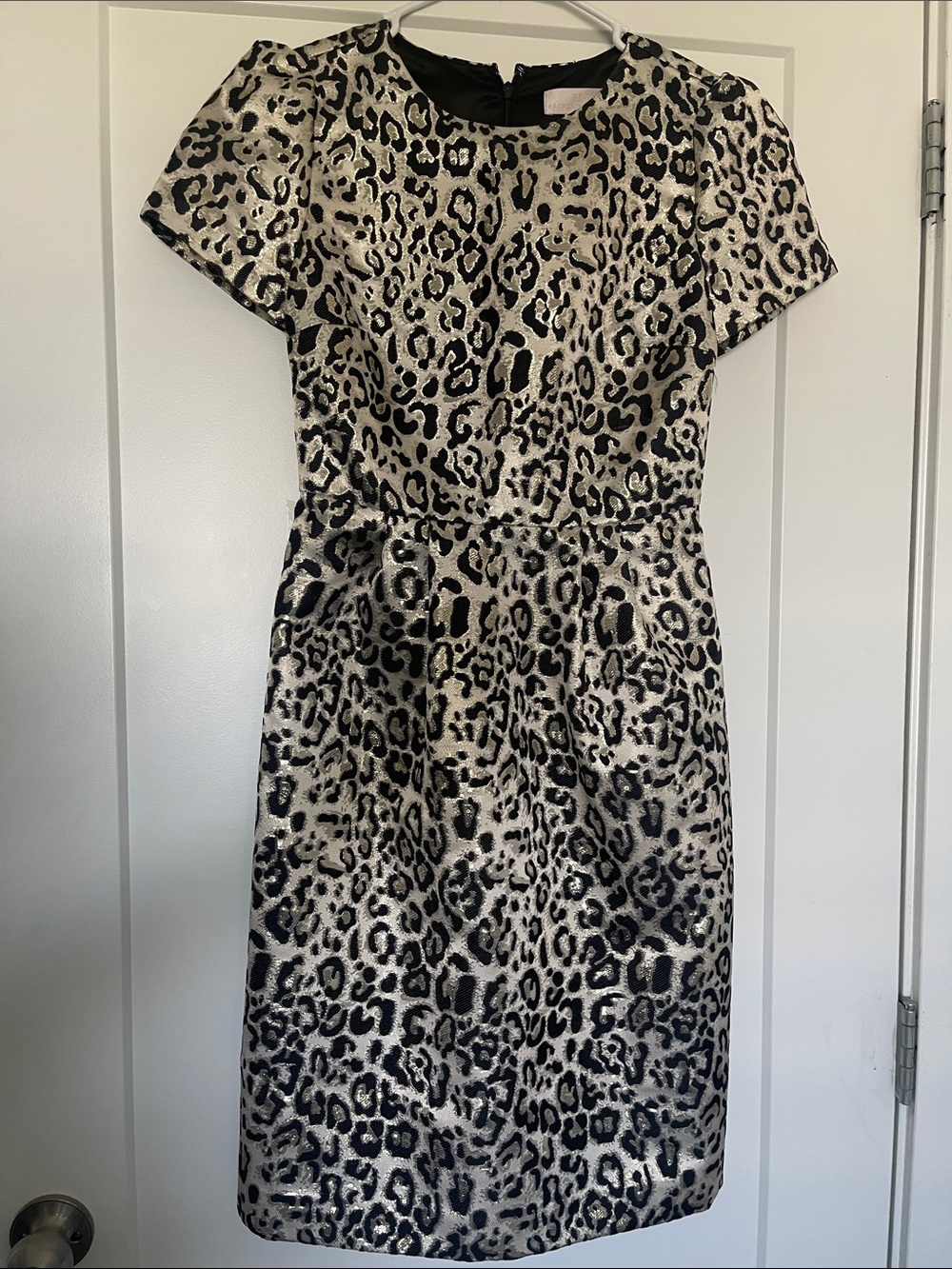 Rachel Parcell Metallic Leopard-Print Sheath Dress in Black and Gold